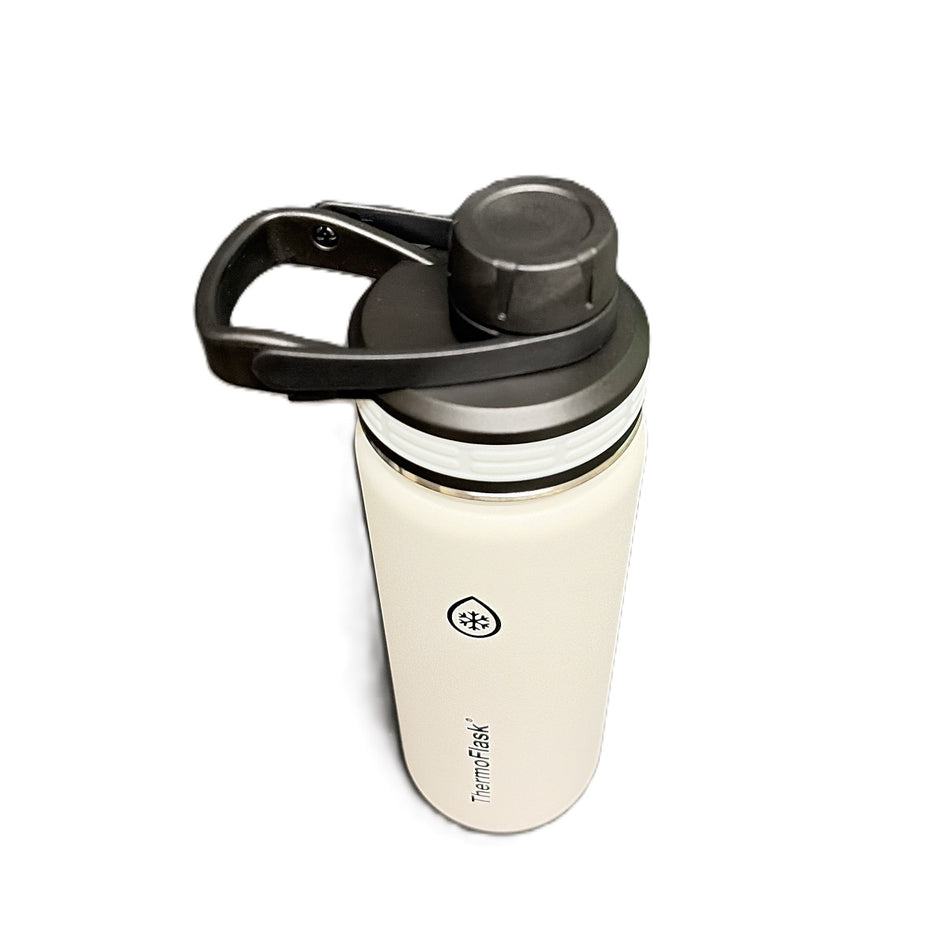 ThermoFlask 18 oz Insulated Stainless Steel Bottle with Chug and Straw Lids, White