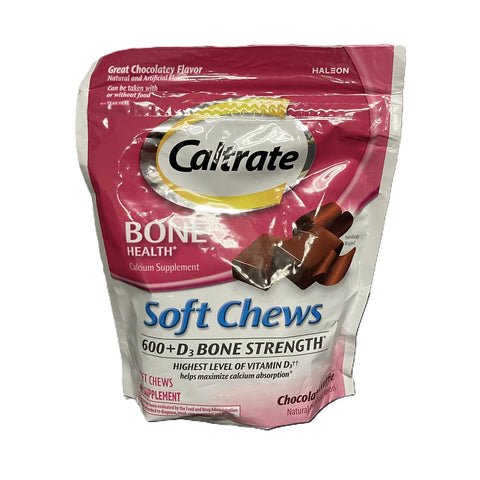 Caltrate Bone Health 600+D3 Chocolate Calcium Soft Chews, 60 Ct