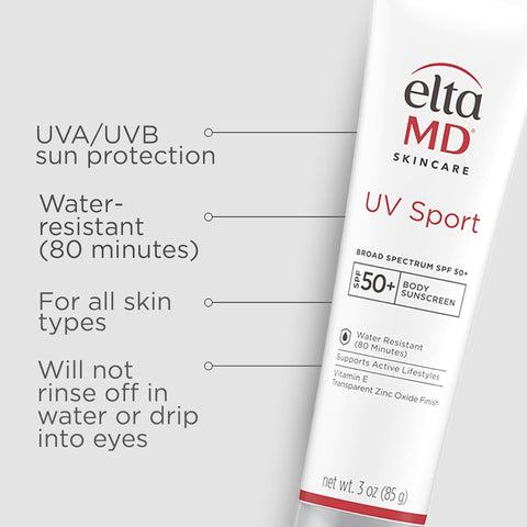 EltaMD UV Sport SPF 50 Sunscreen 3 oz | Broad-Spectrum Water-Resistant Sun Protection for Active Lifestyles