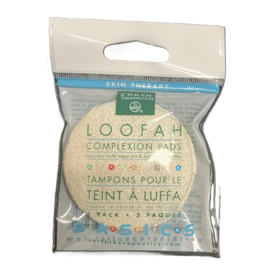 Earth Therapeutics Loofah Complexion Pads, 3 Ct, Gentle Exfoliating Face Pads, Skin Polishing Pads, Daily Cleansing and Smooth Skin Support