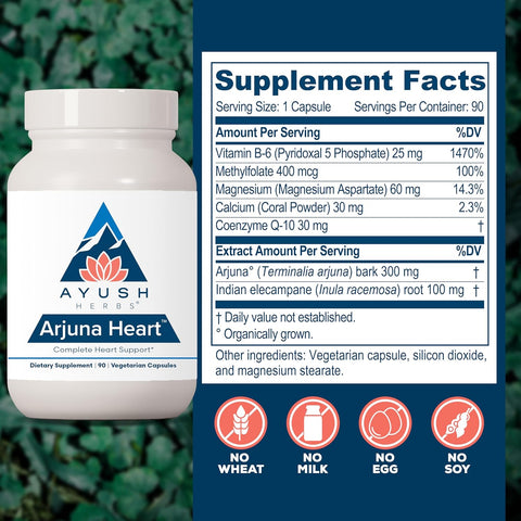Ayush Herbs Arjuna Heart – 90 Capsules | Herbal Supplement for Circulatory & Heart Wellness