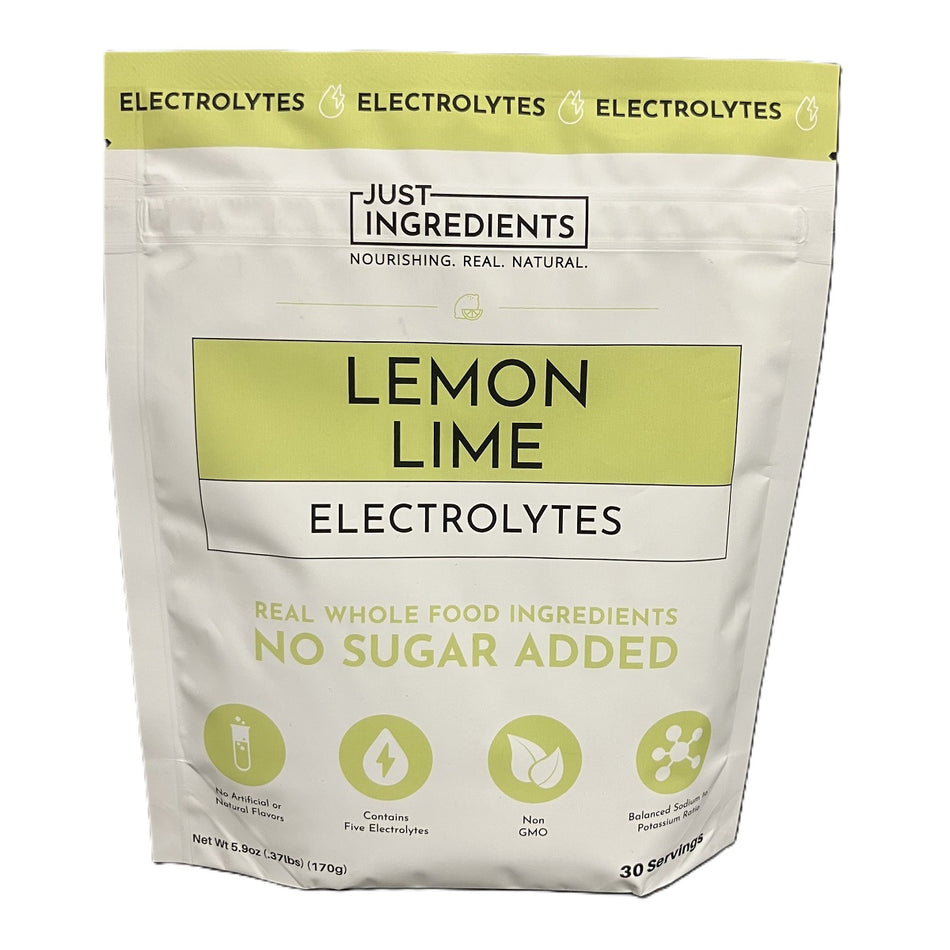 Just Ingredients Lemon Lime Electrolytes 30 Serving Hydration Drink Mix with Coconut Water Essential Minerals and Real Fruit Flavors Sweetened with Monk Fruit and Stevia