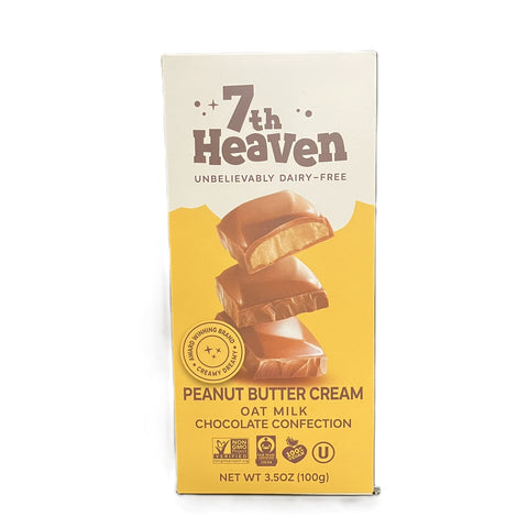 7th Heaven Vegan Oat Milk Chocolate Bars Peanut Butter Cream 3.5 Oz, Dairy Free Chocolate Bar, Plant Based Sweet Snack, Smooth Creamy Texture