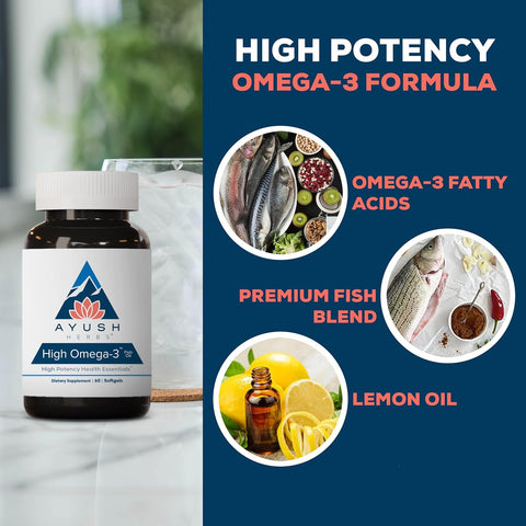 Ayush Herbs High Omega 3 – 60 Softgels | Supports Heart & Brain Health