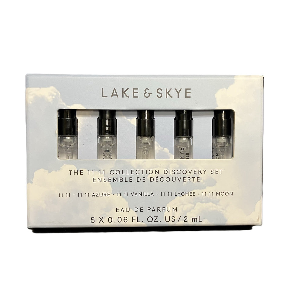 Lake & Skye 11 11 Discovery Set Five Piece w/ window: 11 11, 11 11 Azure, 11 11 Vanilla, 11 11 Lychee, 11 11 Moon - .06oz / 2ml each