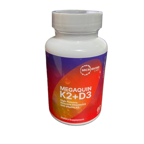 Microbiome Labs MegaQuin  K2+D3 60 ct High Potency Vitamin D3 K2 Supplement Support Bone Heart Nerve Immune Health