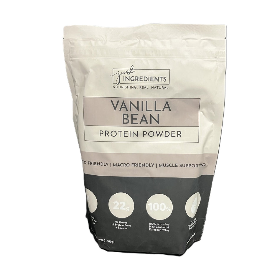 Just Ingredients Vanilla Bean Protein Powder 23.38 Oz, Clean Protein Blend, Vanilla Flavor, Smooth Mix Drink, Daily Nutrition Support