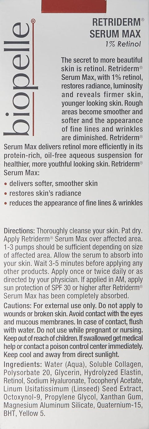 Biopelle Retriderm Serum Max  1% Retinol  1oz 30ml