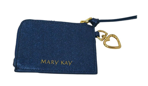 Mary Kay Blue Gold Coin Pouch Purse Wallet with Golden Heart – NEW