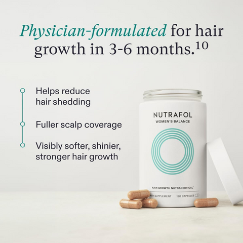 Nutrafol Women's Balance Hair Growth Supplements, Ages 45 and Up, Clinically Proven for Visibly Thicker Hair and Scalp Coverage, Dairy-Free, Soy-Free, Dermatologist Recommended - 1 Month Supply