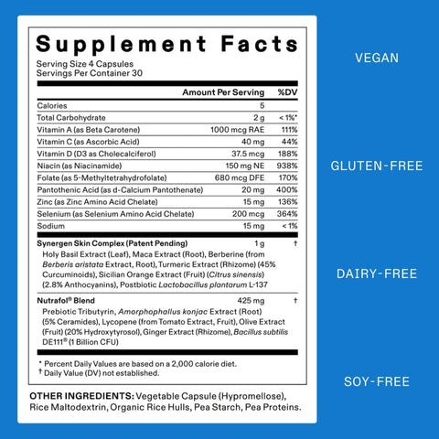 Nutrafol Clear Skin Supplement for Women – 1 Month Supply | Supports Skin Clarity & Wellness