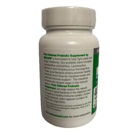 Emuaid First Defense Probiotic Dietary Supplement – 30 Capsules | Supports Immune & Digestive Health