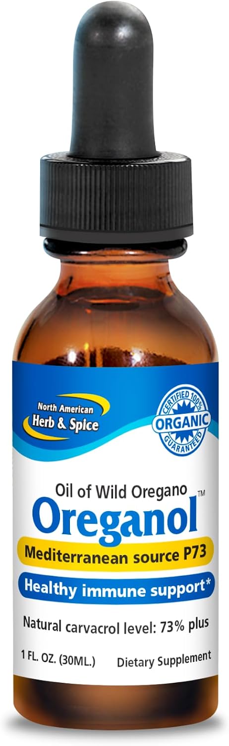 NORTH AMERICAN HERB & SPICE Oreganol - 1 fl. oz. - Unprocessed, Wild, Organic Oregano Oil - Mediterranean Source P73 - Non-GMO - 432 Servings