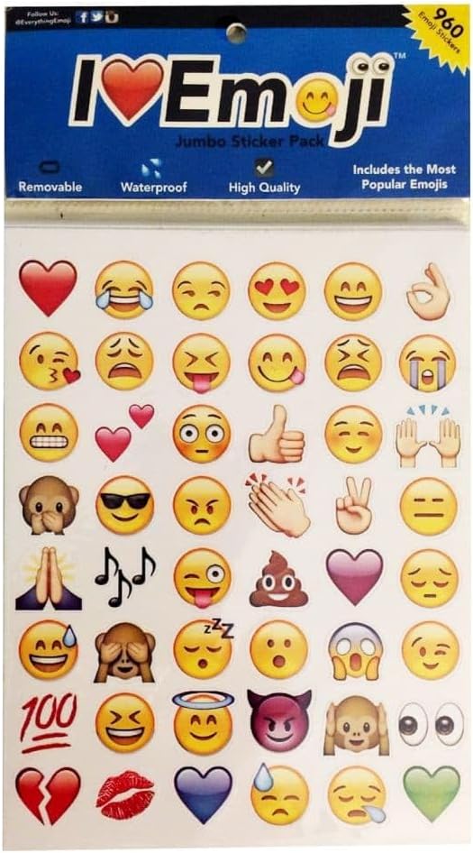 Emoji Jumbo Stickers | 960 Most Popular Emoticons | Larger In Size | Cool, Educational and Fun