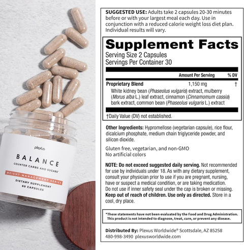 Plexus Balance – 60 Capsules | Supports Healthy Glucose & Carb Metabolism
