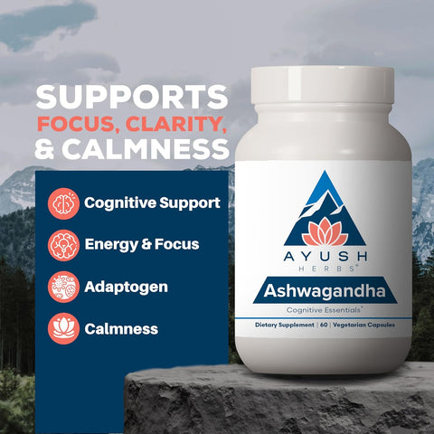 Ayush Herbs Ashwagandha – 60 Capsules | Natural Stress Relief & Energy Boost