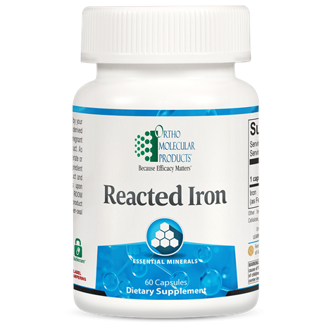 Ortho Molecular Reacted Iron – 60 Capsules, Dietary Iron Supplement