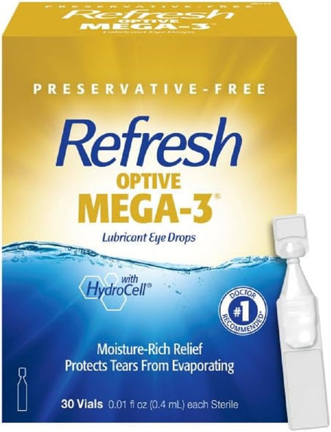Refresh Optive Mega-3 Lubricant Eye Drops 30 Single(3 Pack)