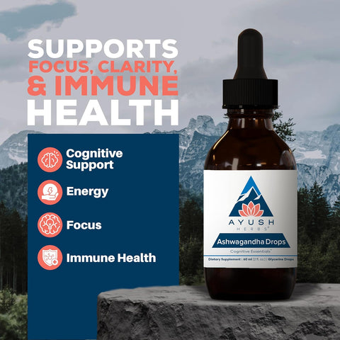 Ayush Herbs Ashwagandha Adult Drops – 2 fl oz | Stress Support & Adaptogenic Herbal Supplement
