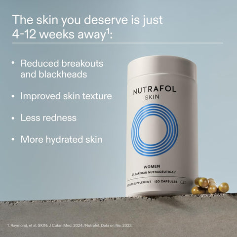 Nutrafol Clear Skin Supplement for Women – 1 Month Supply | Supports Skin Clarity & Wellness