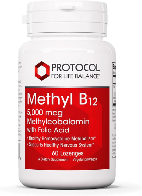Protocol Methyl B12 5,000mcg - Vitamin B12 for Homocysteine Metabolism* - Supports Brain Health & Healthy Nervous System - 60 Lozenges