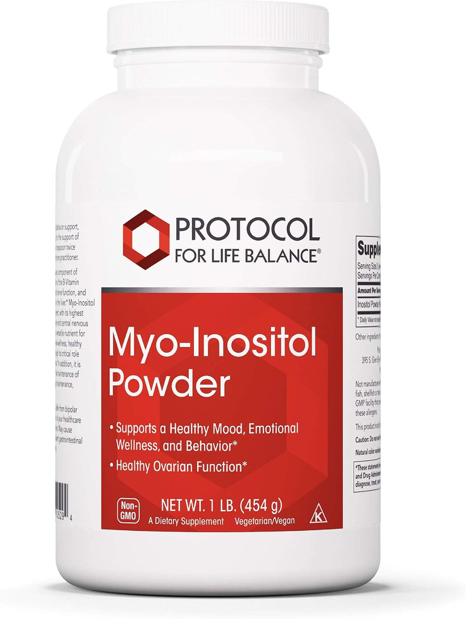 Protocol for Life Balance - Myo-Inositol Powder - Supports a Healthy Mood, Emotional Wellness, Behavior and Ovarian Function, Energy Boost, and Sleep Support - 1lb. (454 g)