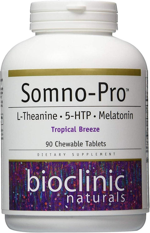 Bioclinic Naturals Somno-Pro L-Theanine - 5-HTP - Melatonin Tropical Breeze 90 Chewable Tablets