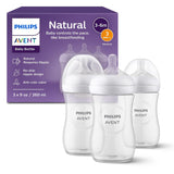 Avent - 3Pk Natural Baby Bottle With Natural Response Nipple, Clear, 9Oz