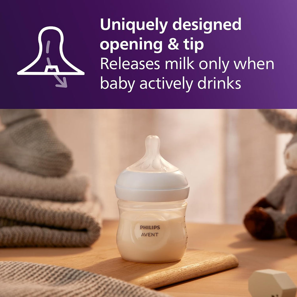 Avent - 3Pk Natural Baby Bottle With Natural Response Nipple, Clear, 4Oz