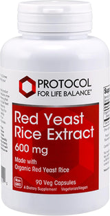 Protocol Red Yeast Rice Extract 600mg - Traditional Herbalism - 90 Veg Caps