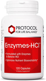 Protocol Enzymes-HCl - Digestive Enzymes with Bromelain* - Full Spectrum of Proteases - Digestion Supplement* - Soy & Dairy Free - 120 Capsules
