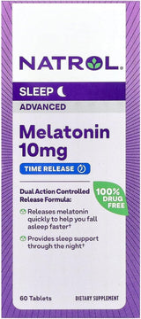 Natrol Advanced Sleep Melatonin Tablets, Maximum Strength 10 mg 60 ea (Pack of 3)