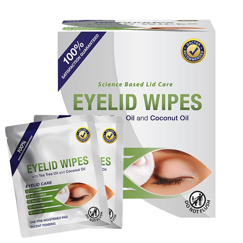 Lunovus Tea Tree & Coconut Oil Eyelid Wipes, 30 Count