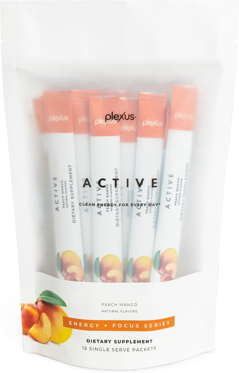Plexus Active Peach Mango – 15 Count | Clean Energy & Mental Focus Drink Mix