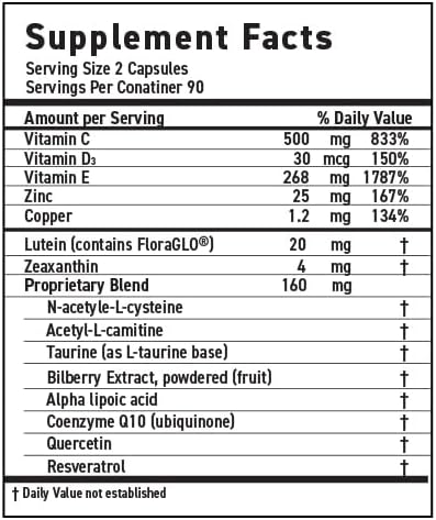 MaxiVision Ocular Formula Lutein and Zeaxanthin 180 Capsules 1 Bottle