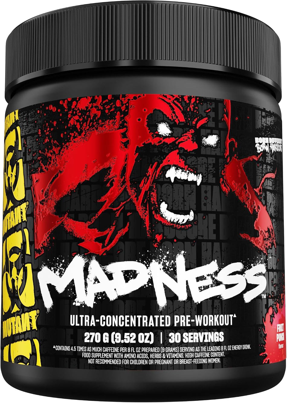 Mutant Madness | Pre Workout Powder Performance and Pump Blend 270G (9.52 OZ) 30 Serving | Fruit Punch