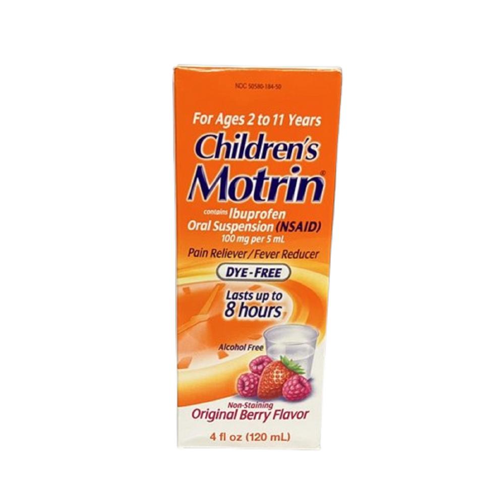 Motrin Children's Dye-Free Pain Reliever/Fever Reducer, Original Berry Flavor 4 oz