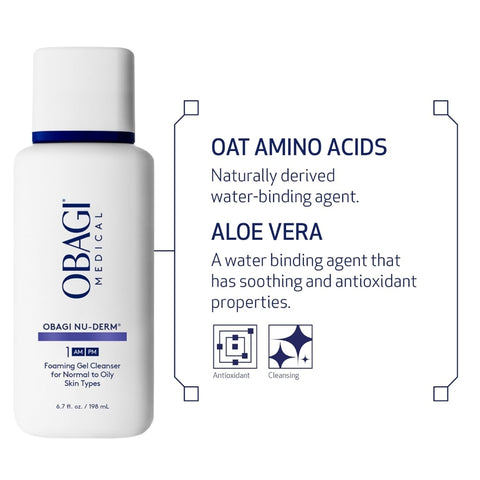Obagi Nu-Derm Foaming Gel – 6.7 oz, Deep Cleanser for Normal-Oily Skin