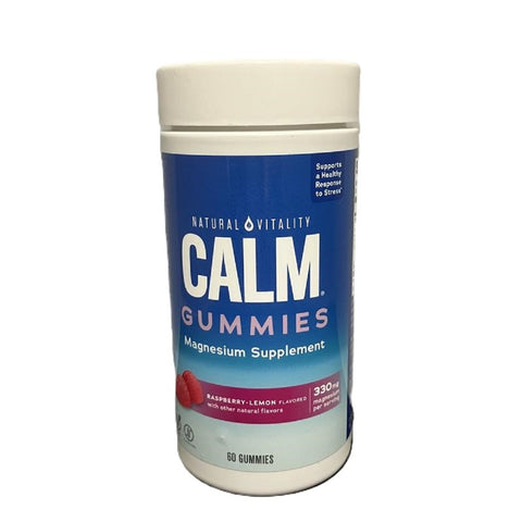 Natural Vitality Calm Magnesium Gummies, Raspberry-Lemon, 60 Count