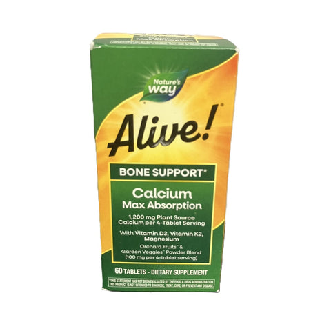 Nature’s Way Alive! Calcium Bone Support*, Max Absorption, 60 Tablets