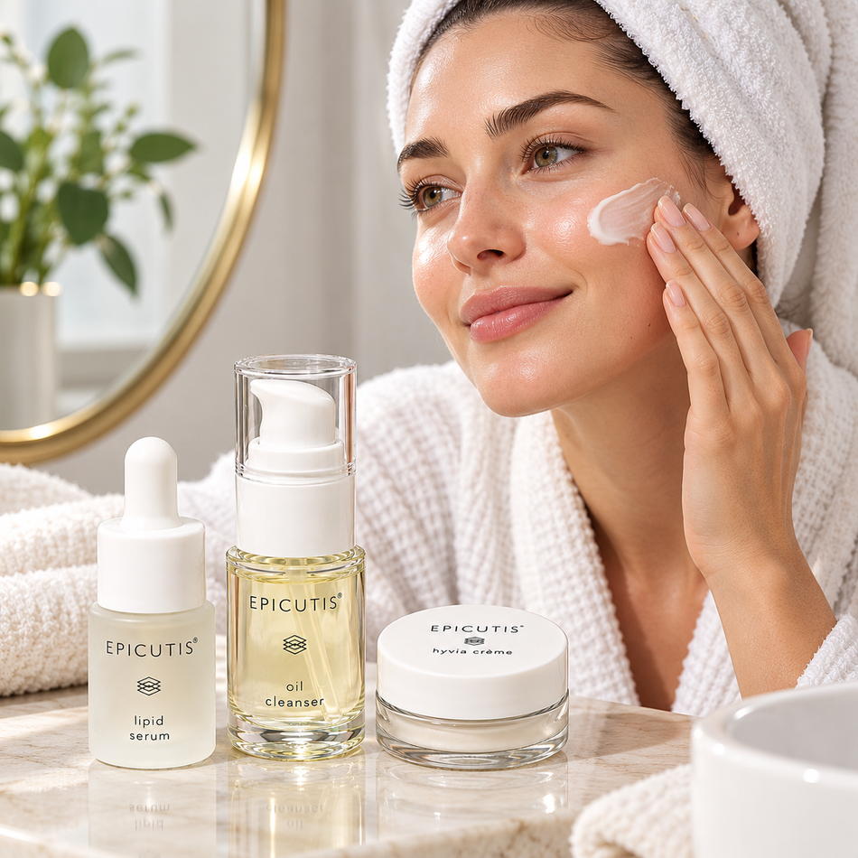 Epicutis Sample Sachet Pack – Oil Cleanser 15ml, Lipid Serum 10ml & Hyvia Crème 5ml