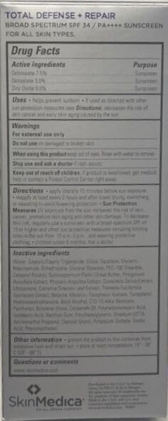 SkinMedica Total Defense Plus Repair SPF 34   2.3 oz