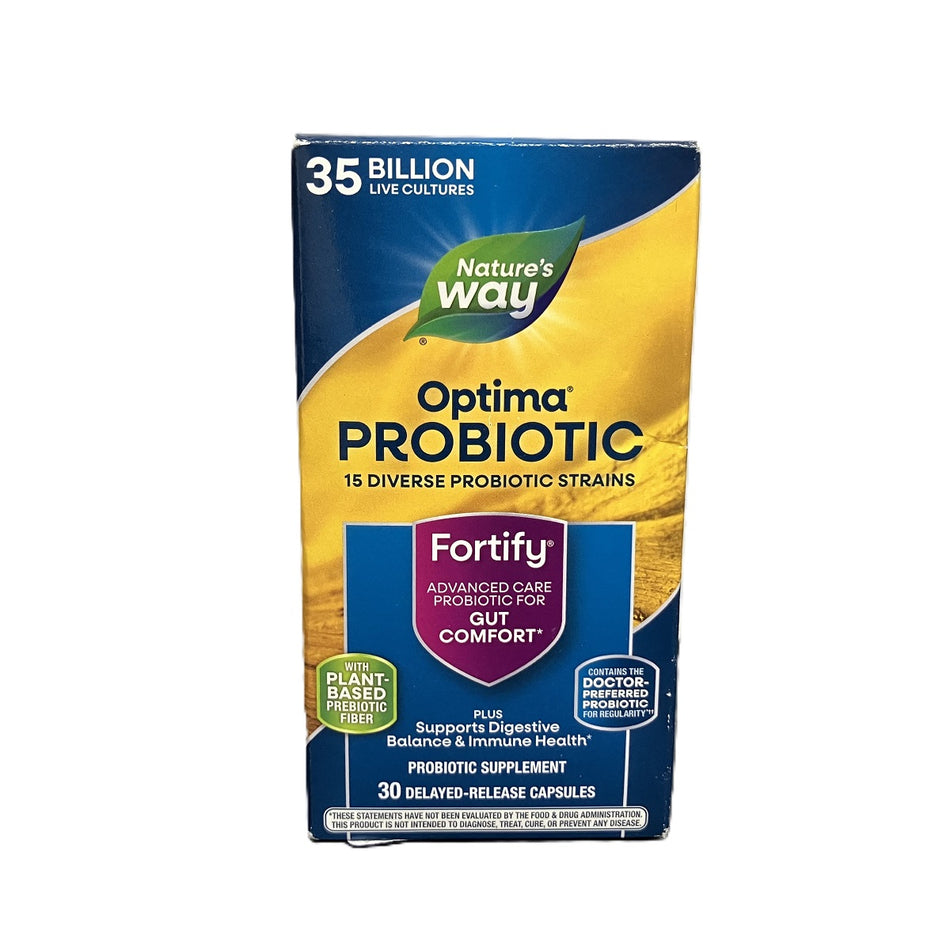 Nature’s Way Fortify Optima Daily Probiotic, 35 Billion, 15 Strains, Prebiotic, 30 Capsules