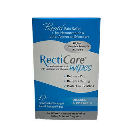 RectiCare Medicated Anorectal Wipes  12 Pack