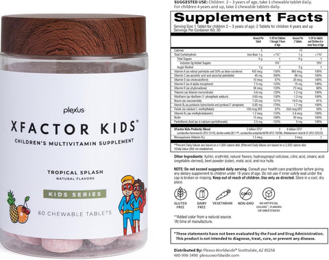 Plexus XFactor Kids – 60 Chewable Tablets | Multivitamin & Probiotic for Children's Health