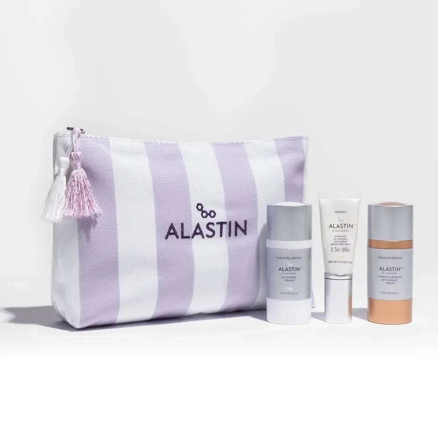 ALASTIN, Radiance Reset Kit, ALASTIN skincare, travel skincare, skincare kit, skincare set, HA IMMERSE, C-RADICAL, HydraTint SPF 36, hyaluronic acid, vitamin C skincare, antioxidant skincare, mineral sunscreen, SPF 36, travel size, daily skincare, facial skincare