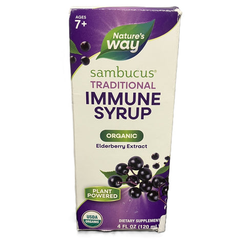 Nature's Way Sambucus Traditional Immune Syrup, Organic Black Elderberry Extract, Unisex, 4 Fl Oz