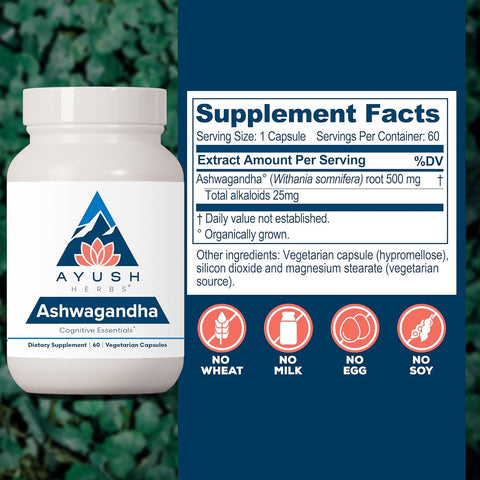 Ayush Herbs Ashwagandha – 60 Capsules | Natural Stress Relief & Energy Boost