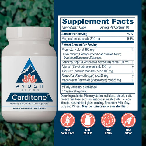 Ayush Herbs Carditone – 60 Vegetarian Caplets | Ayurvedic Herbal Supplement