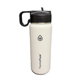 ThermoFlask 18 oz Insulated Stainless Steel Bottle with Chug and Straw Lids, White